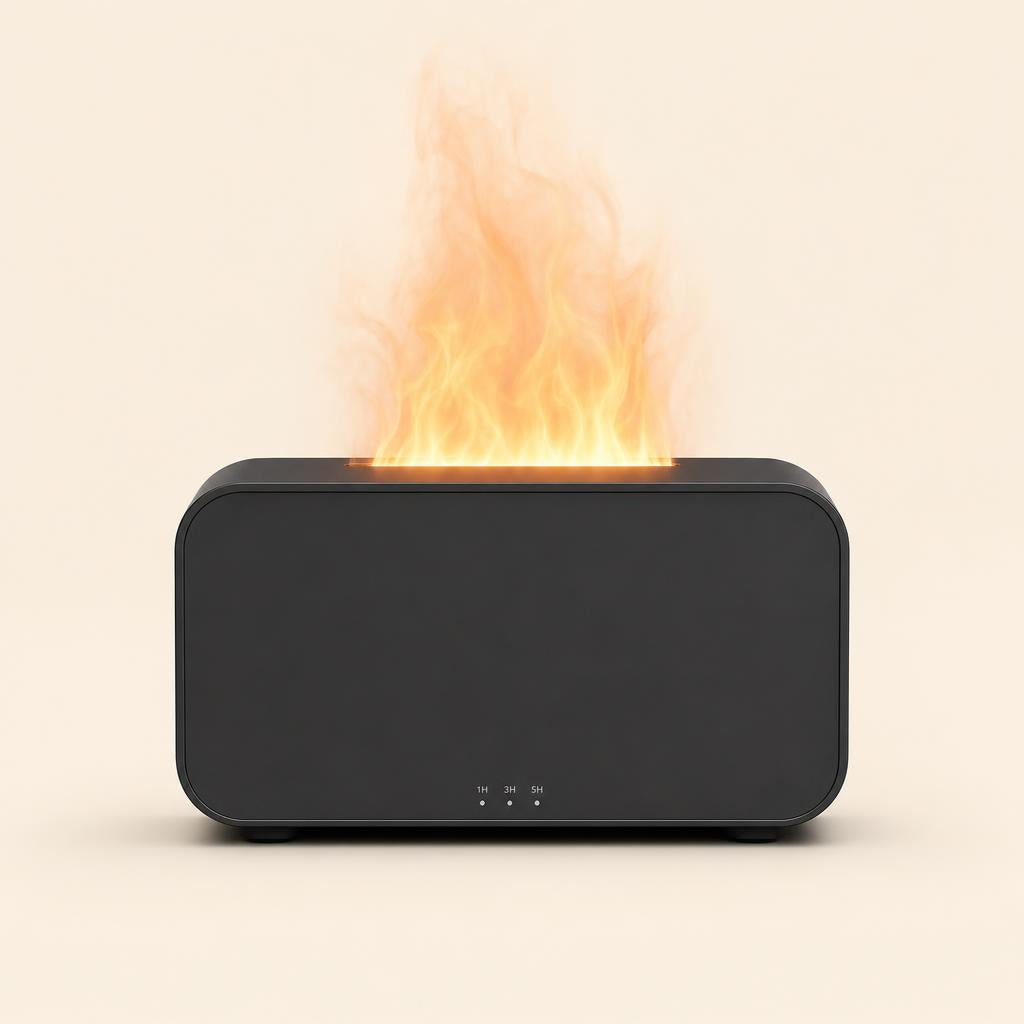 Flame effect aroma diffuser, front view